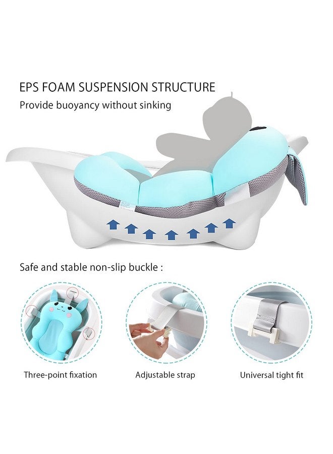 SONARIN Baby Bath Pad,Non-Slip Baby Bath Cushion Mat Infant Floating Bathtub Pad Newborn Bath Tub Seat Mat Soft Bath Pillow for Tub Adjustable Baby Shower Support Seat for Baby 0-12 Months(Blue) - Image 3