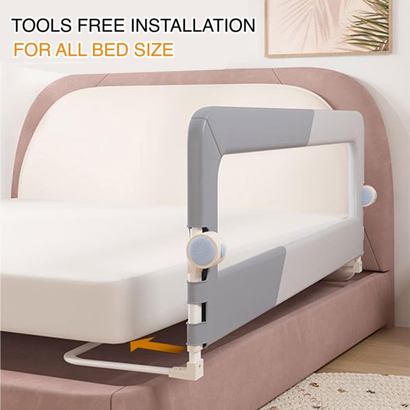 HJB VISSO Foldable Toddler Bed Rails,Safety Baby Bed Rails Guard, Bed Fence Protector Rail, Adjustable Heights Kid Bed Guard Rail for Twin Queen King Full Size Beds (1.5 M) - Image 2