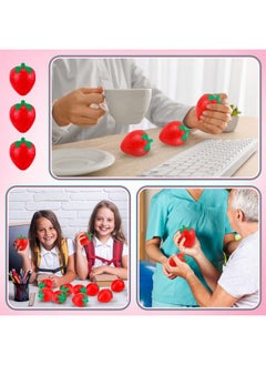 Geosar 24 Pcs 2 Inch Strawberry Stress Balls Mini Foam Strawberry Stretchy Toys Fruit Party Favor Stress Relief Strawberry Fidget Toy With Storage Bag For Birthday Gift Bag Fillers School Carnival Reward  - Image 5