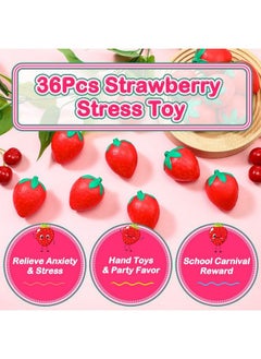 Geosar 24 Pcs 2 Inch Strawberry Stress Balls Mini Foam Strawberry Stretchy Toys Fruit Party Favor Stress Relief Strawberry Fidget Toy With Storage Bag For Birthday Gift Bag Fillers School Carnival Reward  - Image 3