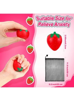 Geosar 24 Pcs 2 Inch Strawberry Stress Balls Mini Foam Strawberry Stretchy Toys Fruit Party Favor Stress Relief Strawberry Fidget Toy With Storage Bag For Birthday Gift Bag Fillers School Carnival Reward  - Image 4