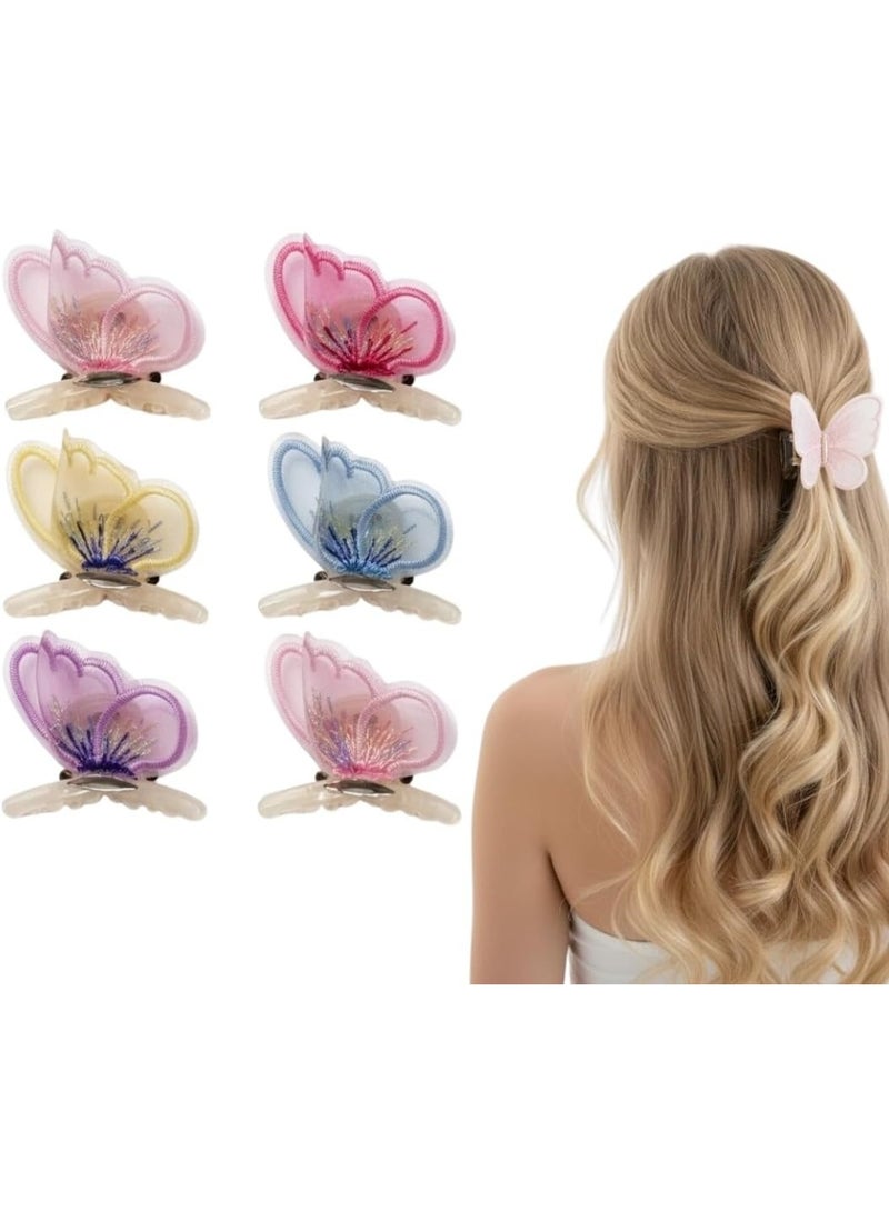 Dantiya 6 Pcs Butterfly Hair Claw Clips Set for Women & Girls – Non-Slip Strong Hold Plastic with Metal Spring, Colorful Jaw Clips for Thick or Medium Hair, Stylish Hair Accessories for Styling, Pinning Bangs, Buns & Everyday Hairstyles (Multi-Color) - Image 1