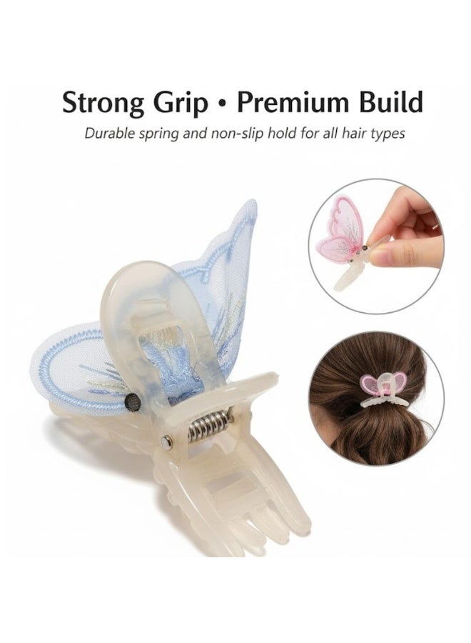 Dantiya 6 Pcs Butterfly Hair Claw Clips Set for Women & Girls – Non-Slip Strong Hold Plastic with Metal Spring, Colorful Jaw Clips for Thick or Medium Hair, Stylish Hair Accessories for Styling, Pinning Bangs, Buns & Everyday Hairstyles (Multi-Color) - Image 2