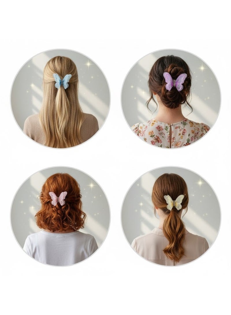 Dantiya 6 Pcs Butterfly Hair Claw Clips Set for Women & Girls – Non-Slip Strong Hold Plastic with Metal Spring, Colorful Jaw Clips for Thick or Medium Hair, Stylish Hair Accessories for Styling, Pinning Bangs, Buns & Everyday Hairstyles (Multi-Color) - Image 3