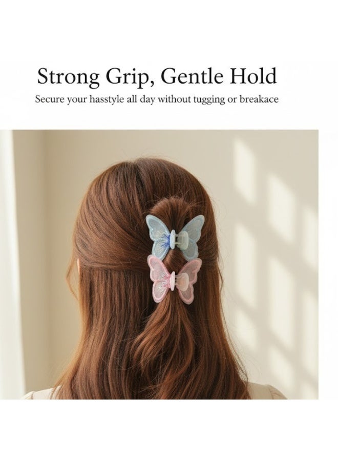 Dantiya 6 Pcs Butterfly Hair Claw Clips Set for Women & Girls – Non-Slip Strong Hold Plastic with Metal Spring, Colorful Jaw Clips for Thick or Medium Hair, Stylish Hair Accessories for Styling, Pinning Bangs, Buns & Everyday Hairstyles (Multi-Color) - Image 5