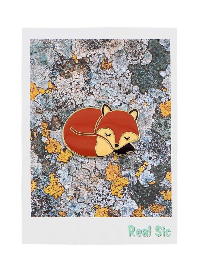 REAL SIC Sleeping Fox Pin - Cute, Kawaii Gold Fox Jewlery, Jacket Pin for Everyday Wear on Backpacks, Hats & Bags - Image 2