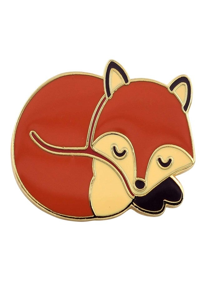 REAL SIC Sleeping Fox Pin - Cute, Kawaii Gold Fox Jewlery, Jacket Pin for Everyday Wear on Backpacks, Hats & Bags - Image 1