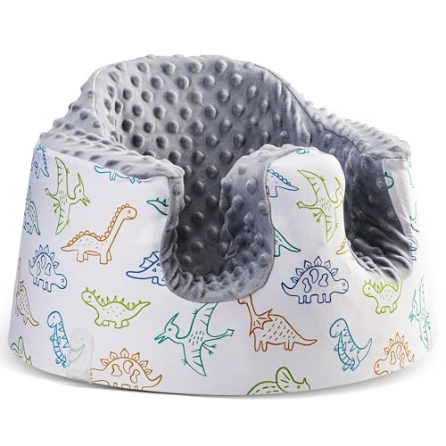BOMOLOUR Seat Cover Compatible with Bumbo and Nuby Seat Removable Breathable Baby Floor Seat Cover for Boys and Girls Seat Not Included Gray Dinosaur - Image 1