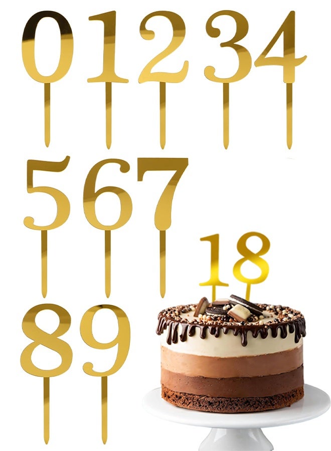 0-9 Number For Cake Topper, Shiny Acrylic Number Cake Toppers Cake Decorations Birthday Party Cake Topper for Birthday Party Wedding Anniversary - Image 1