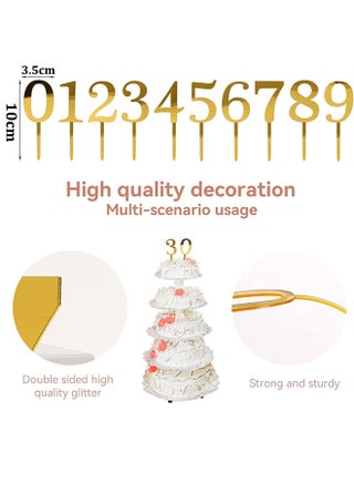 0-9 Number For Cake Topper, Shiny Acrylic Number Cake Toppers Cake Decorations Birthday Party Cake Topper for Birthday Party Wedding Anniversary - view 2