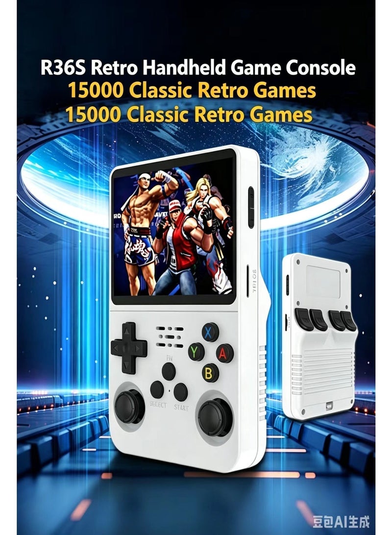 Transparent R36S Retro Handheld Game Console, 3.5 Inch IPS Screen Dual Joystick Pocket Video Game Player, Built-in 10000+ Classic Arcade Games, Portable Mini Gaming Device Gift for Adults & Kids Travel - Image 1
