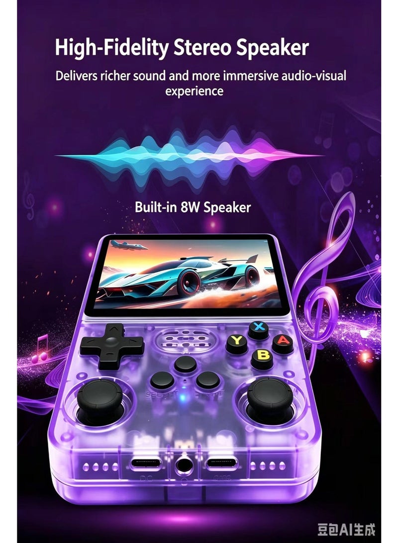 Transparent R36S Retro Handheld Game Console, 3.5 Inch IPS Screen Dual Joystick Pocket Video Game Player, Built-in 10000+ Classic Arcade Games, Portable Mini Gaming Device Gift for Adults & Kids Travel - Image 2