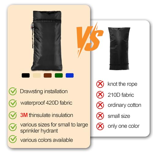 DEMEDO Extended Outdoor Faucet Cover for RV Park Water Hydrant Insulated, 3M Thinsulate Insulation Sprinkler Freeze Protector for Winter & Summer, 35”H x 15”W for Garden Lawn Faucets & Yard Hydrant - Black - Image 2