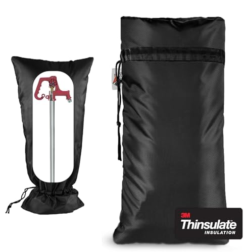 DEMEDO Extended Outdoor Faucet Cover for RV Park Water Hydrant Insulated, 3M Thinsulate Insulation Sprinkler Freeze Protector for Winter & Summer, 35”H x 15”W for Garden Lawn Faucets & Yard Hydrant - Black - Image 1