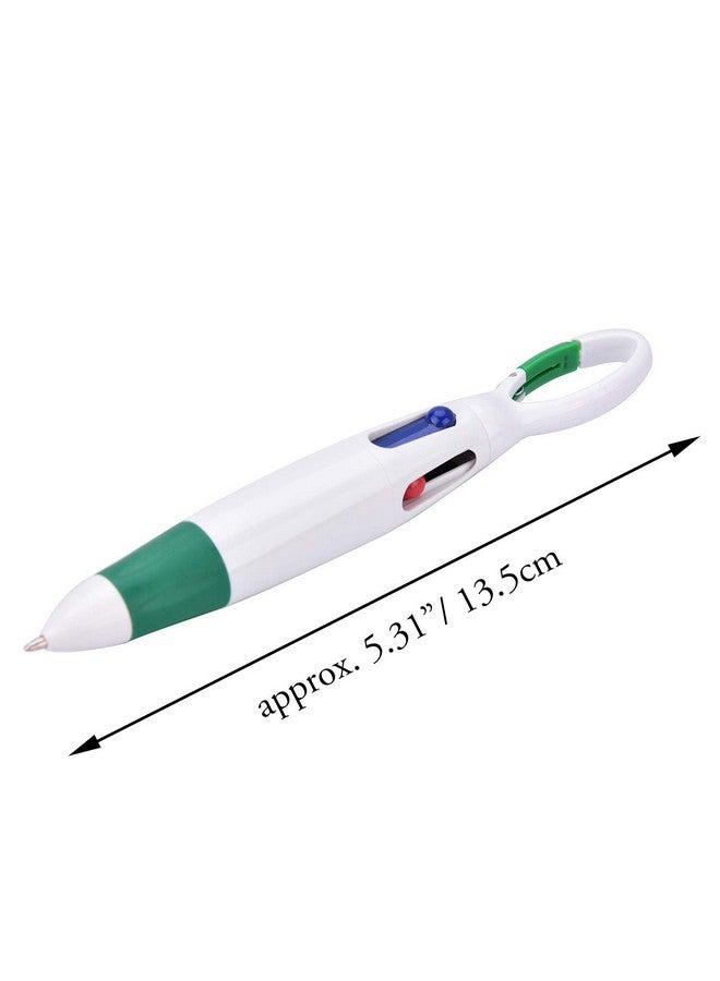 ONWON 6 Pieces Retractable Shuttle Pens 4 Neon Color In One Ballpoint Pen With Buckle Clip On Top Multi-Color Carabiner Keychain For Office School Supplies Students Children Gift (6 Pcs)  - Image 2