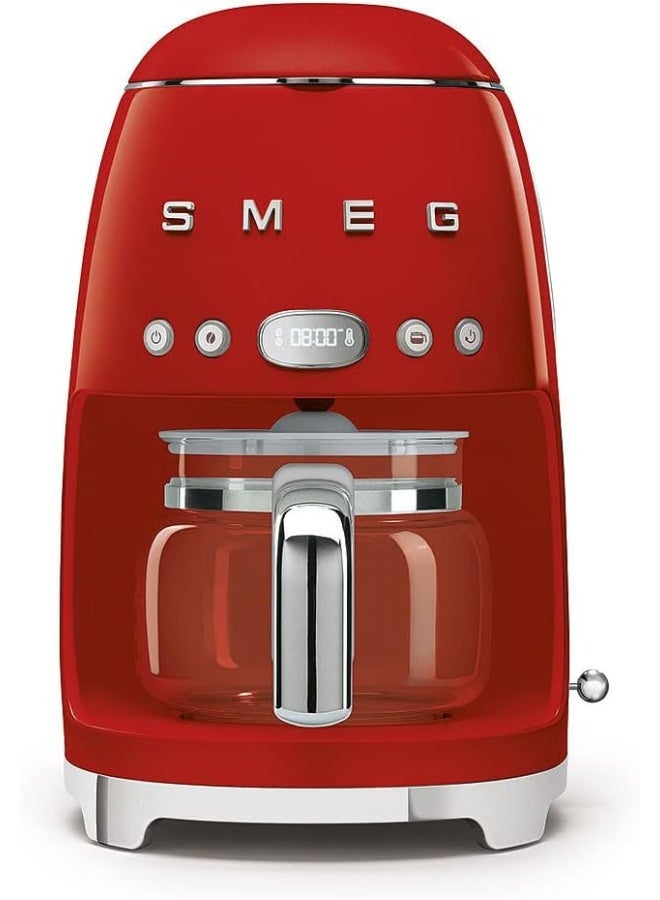 Smeg DCF02RDUK, 50'S Retro Style Drip Filter Coffee Machine, 10 Cup Capacity with Aroma Intensity Function, Water Hardness Adjustment & 1.4 L Tank, Reusable Coffee Filter, Red 1.4 L 1050 W DCF02RDUK Red - Image 1