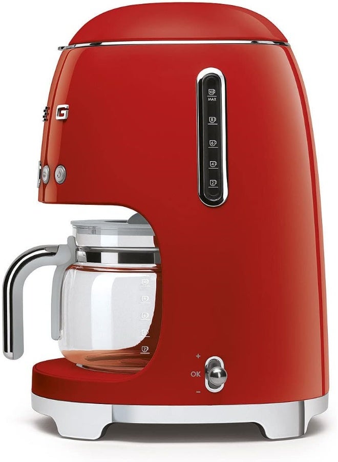 Smeg DCF02RDUK, 50'S Retro Style Drip Filter Coffee Machine, 10 Cup Capacity with Aroma Intensity Function, Water Hardness Adjustment & 1.4 L Tank, Reusable Coffee Filter, Red 1.4 L 1050 W DCF02RDUK Red - Image 3