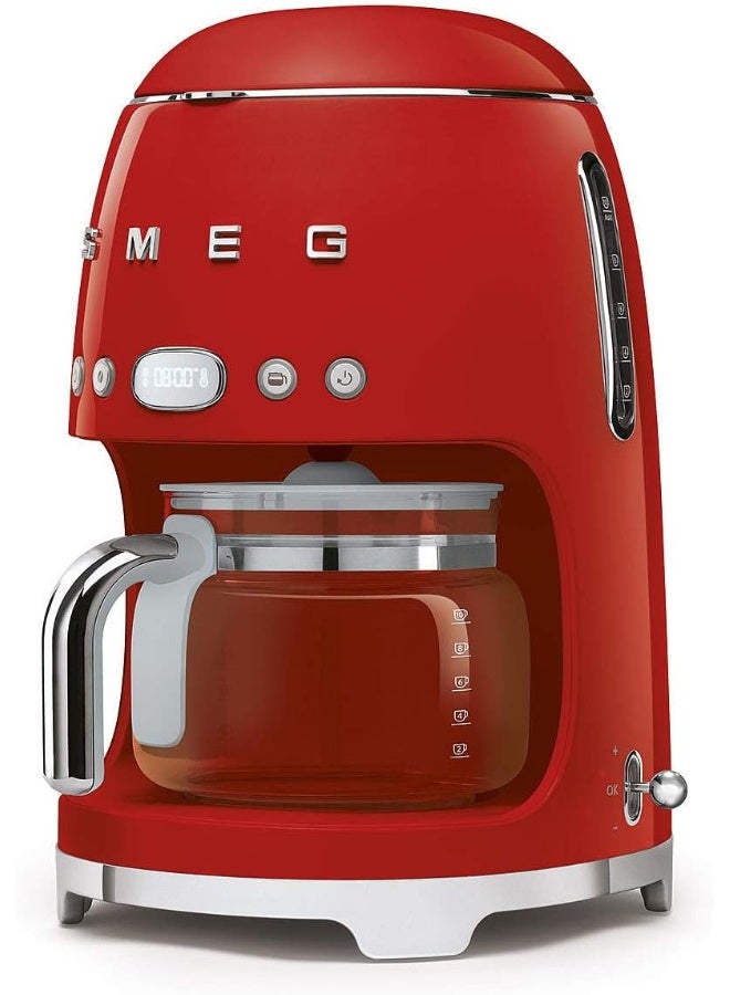 Smeg DCF02RDUK, 50'S Retro Style Drip Filter Coffee Machine, 10 Cup Capacity with Aroma Intensity Function, Water Hardness Adjustment & 1.4 L Tank, Reusable Coffee Filter, Red 1.4 L 1050 W DCF02RDUK Red - Image 2