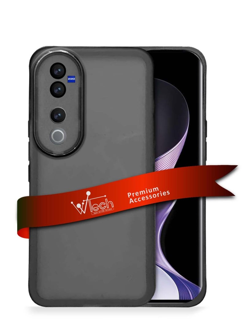 Wtech vivo V40 / V40 Pro 5G 2024 Soft Transparent TPU Silicone Ultra Thin Phone Stylish Electroplated Camera Border Back Case Cover - Black - Image 1