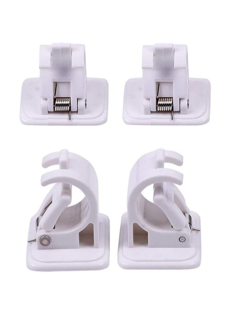 Captaintech Adjustable Rod Bracket, 4Pcs Nail Free Self Adhesive Curtain Rod Brackets, No Drill Round Rod Fixing Clip for Hanging Net Curtain, Party Garden Decoration - Image 2