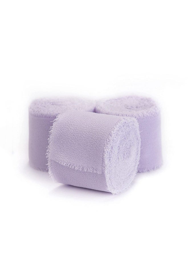 HZYH 3 Rolls Lilac Chiffon Ribbon, 1.5" x 21 Yards Lavender Purple Silky Fabric Ribbon, Handmade Fringe for Wedding Invitations, Bridal Bouquets, Gift Wrapping & DIY Crafts - Image 1