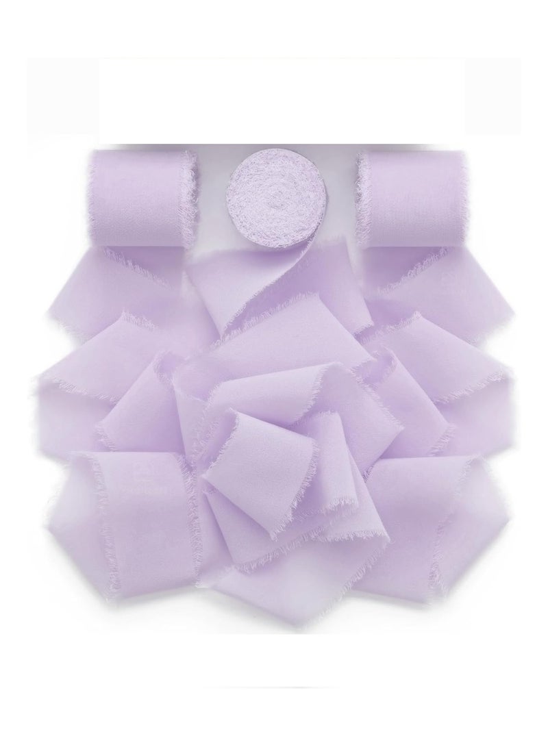 HZYH 3 Rolls Lilac Chiffon Ribbon, 1.5" x 21 Yards Lavender Purple Silky Fabric Ribbon, Handmade Fringe for Wedding Invitations, Bridal Bouquets, Gift Wrapping & DIY Crafts - Image 4