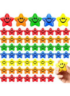 Civaner 90 Pcs Star Smile Face Stress Balls Mini Star Foam Balls Smile Funny Face Toys Relief Star Smile Balls For School Carnival Reward Student Prizes Party Favor Toy, 5 Colors  - Image 1
