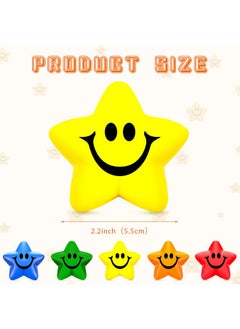 Civaner 90 Pcs Star Smile Face Stress Balls Mini Star Foam Balls Smile Funny Face Toys Relief Star Smile Balls For School Carnival Reward Student Prizes Party Favor Toy, 5 Colors  - Image 2