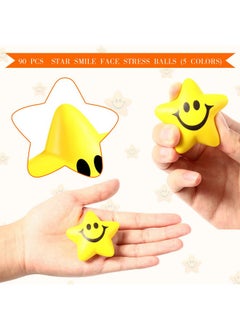 Civaner 90 Pcs Star Smile Face Stress Balls Mini Star Foam Balls Smile Funny Face Toys Relief Star Smile Balls For School Carnival Reward Student Prizes Party Favor Toy, 5 Colors  - Image 3