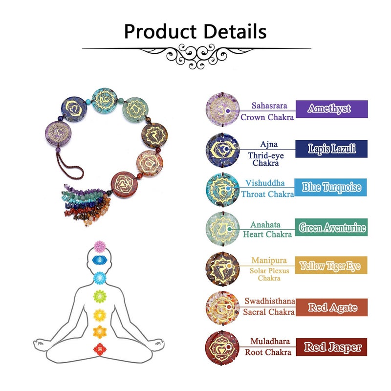 Jovivi Chakra Stones Hanging Ornament 7 Chakra Symbol Healing Crystals Hanging Tassels Wall Hanger for Yoga Meditation Window Car Crystal Decor Home Indoor Christmas Decoration - Image 5