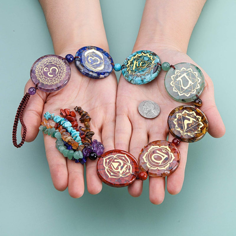Jovivi Chakra Stones Hanging Ornament 7 Chakra Symbol Healing Crystals Hanging Tassels Wall Hanger for Yoga Meditation Window Car Crystal Decor Home Indoor Christmas Decoration - Image 3