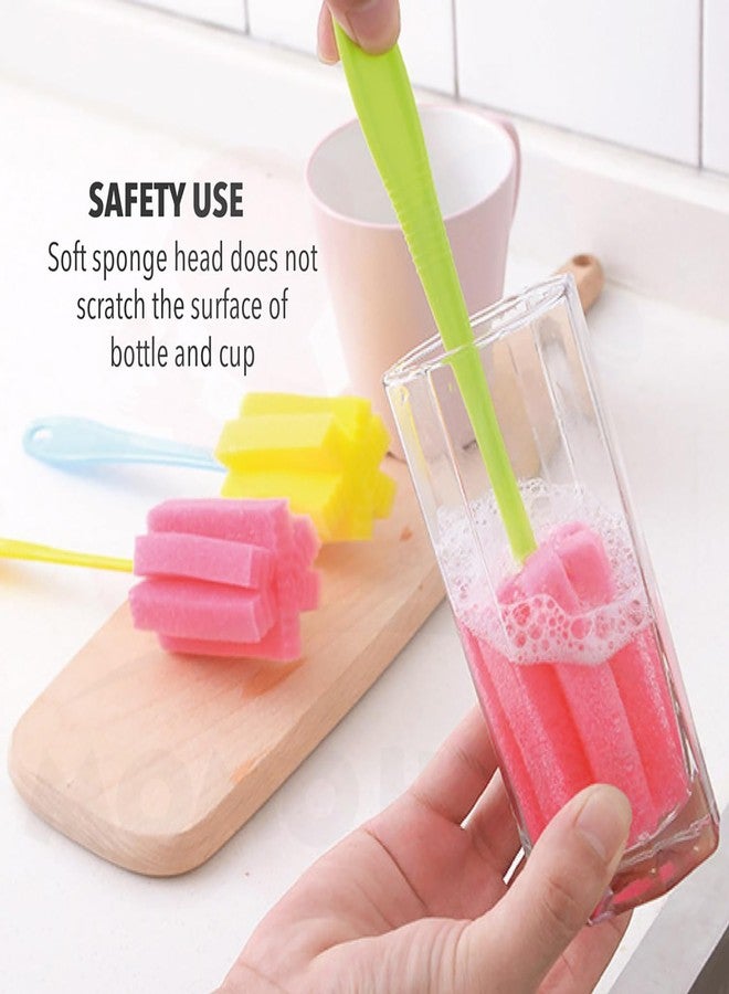 HUNCHA Baby Bottle Cleaner Brush, Durable Soft Sponge Brush, Non-Scratch & Odor Free | Clean Dishes, Water Bottles, Coffee Glasses Pot Milk Cup, Glasses, Household Messes, Multicolor, Pack of 2 - Image 2