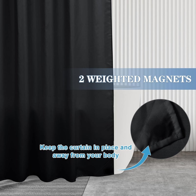 Nasitos Extra Long Fabric Shower Curtain Liners 2 Pack - W72 x H84 - Water Resistant Cloth Shower Curtains with Magnets, Soft Hotel Quality, Machine Washable (Black, 4 Separate Magnets Included) - Image 4