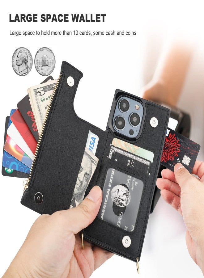 Bocasal Crossbody Wallet Case for iPhone 14 Pro with RFID Blocking Card Slot Holder, Magnetic Flip Folio Purse Case, PU Leather Zipper Handbag with Detachable Lanyard Strap 6.1 Inch 5G (Black) - Image 5
