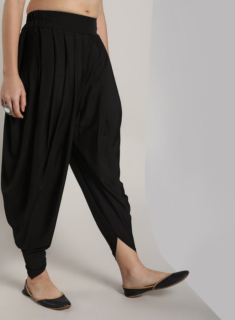 Abhishti Black Polycrepe Dhoti Pants  - Image 2