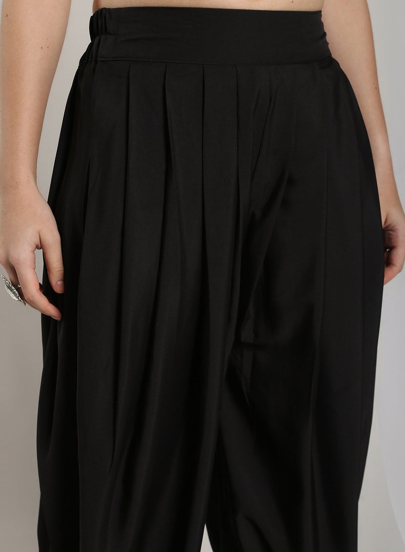 Abhishti Black Polycrepe Dhoti Pants  - Image 3