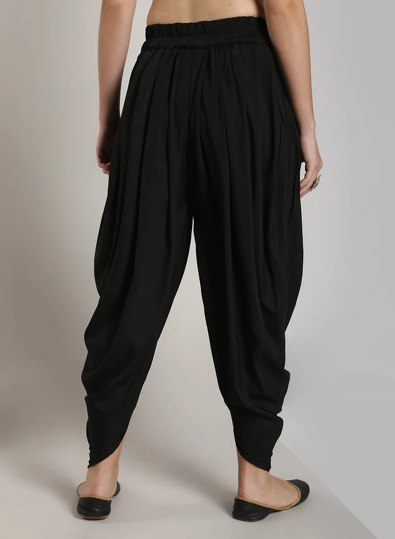 Abhishti Black Polycrepe Dhoti Pants