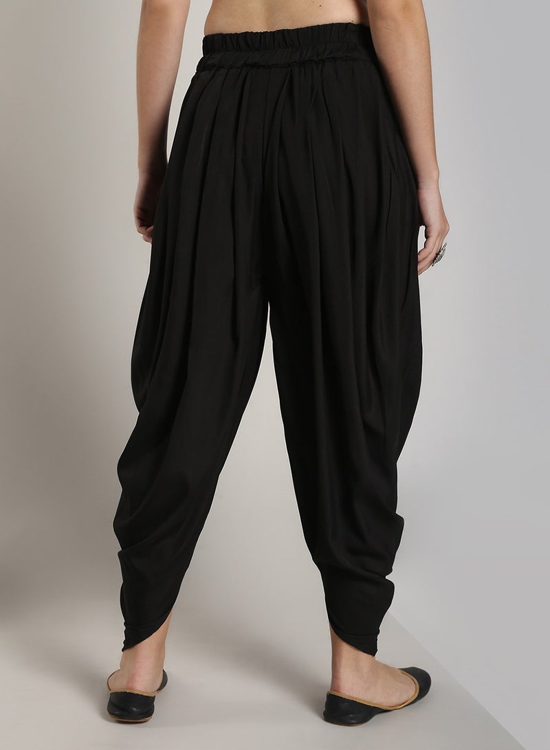 Abhishti Black Polycrepe Dhoti Pants  - Image 4