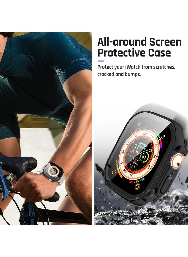 Waterproof Case for Apple Watch Ultra Ultra2 with 49mm Screen Protector Full Protective Hard PC Bumper Face Cover Accessories Designed for iWatch 49mm Black - Image 5