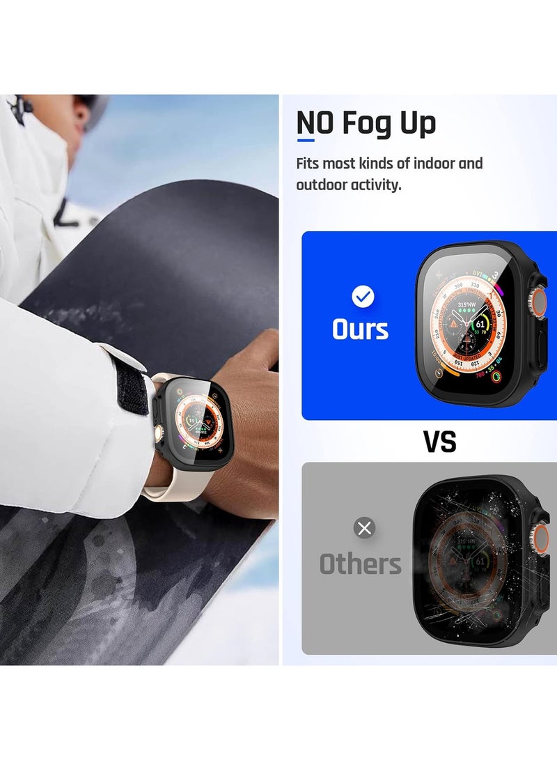 Waterproof Case for Apple Watch Ultra Ultra2 with 49mm Screen Protector Full Protective Hard PC Bumper Face Cover Accessories Designed for iWatch 49mm Black - Image 4