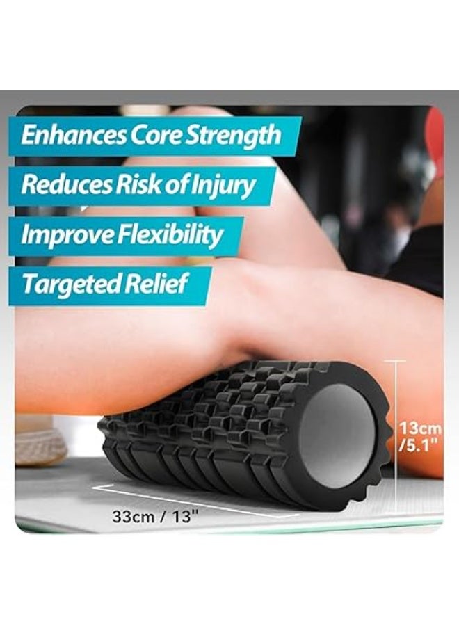 Foam Roller for Exercise Gym - Massage Roller for Back, Knee Pain Relief - High Density Yoga Roller for Workout, Stretching, Physiotherapy & Muscle Recovery - black - Image 5