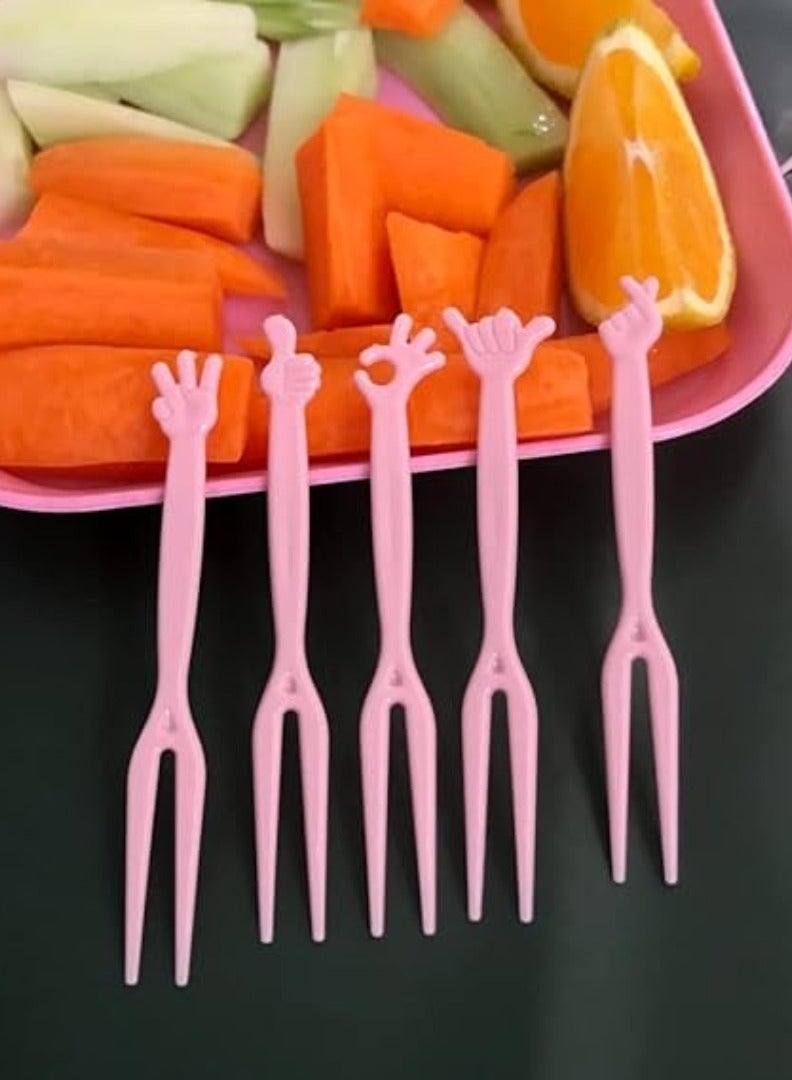 مجموعة شوكة الفاكهة المنزلية اللطيفة، شوكة فاكهة بلاستيكية يمكن التخلص منها، شوكة كعكة صغيرة وشوكة حلوى وشوكة فواكه وشوكة سلطة وحفلات أخرى 50 قطعة (لون وردي) - Image 3