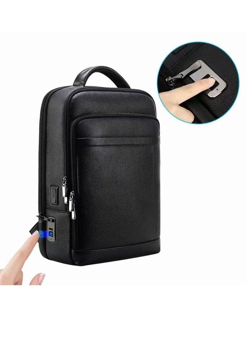 Small Smart Fingerprint Lock Backpack, Built in Bag Luggage Suitcase Travel Aluminum Alloy Lock, Fast Unlocking, High Security, Portable Backpack (Black) - Image 1