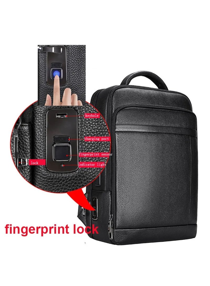 Small Smart Fingerprint Lock Backpack, Built in Bag Luggage Suitcase Travel Aluminum Alloy Lock, Fast Unlocking, High Security, Portable Backpack (Black) - Image 2