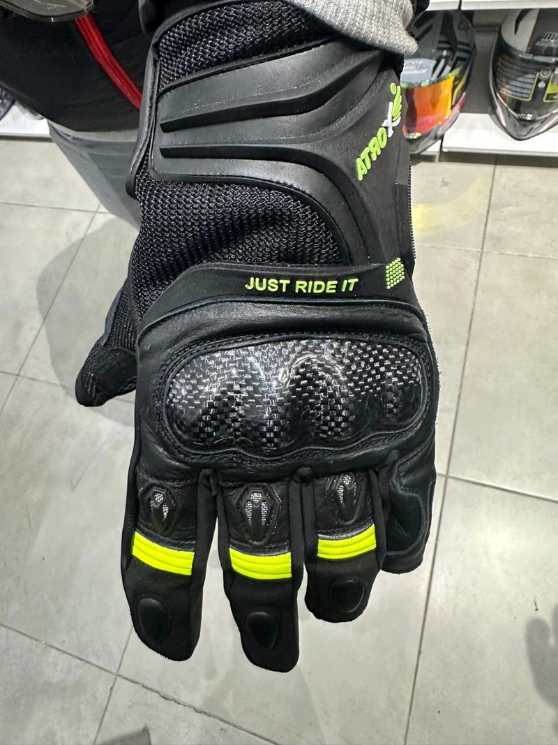 Motoyc Gloves Atrox Short Leather Protected Black/yellow  - Image 1