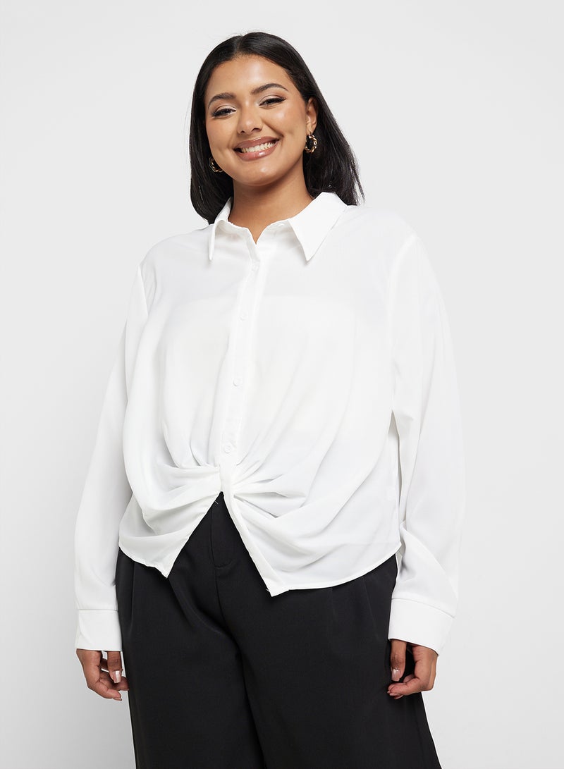 جينجر بلس قميص بأزرار وتفاصيل مجمعة - Image 1