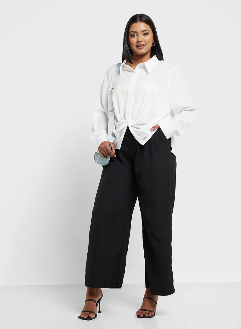 Ginger Plus Button Down Gather Detail Shirt