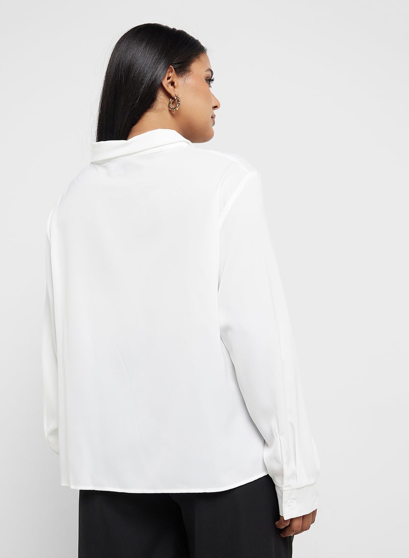 جينجر بلس قميص بأزرار وتفاصيل مجمعة - Image 2