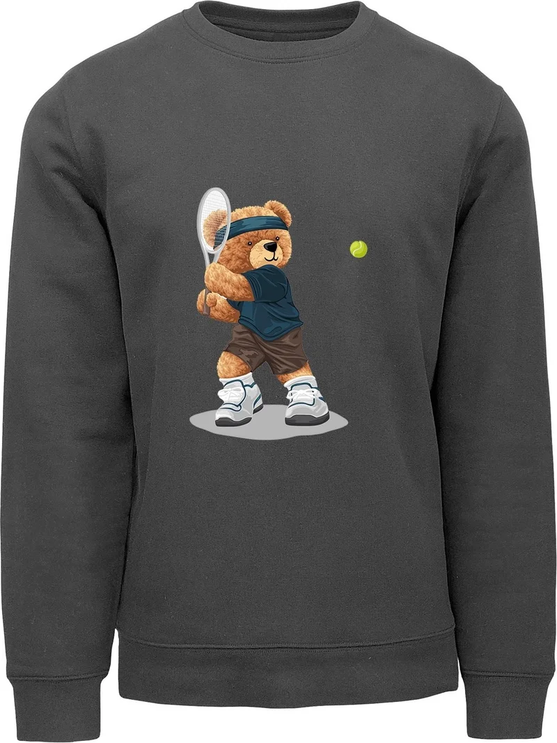 Ada Bebek Çocuk Ada Baby Kids Oversize Tennis Player Bear Printed Kids Sweatshirt