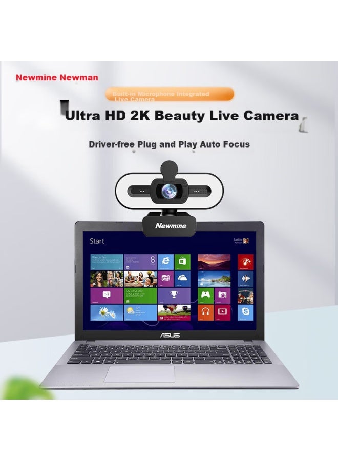 Newmine 2k Beauty Hd Webcam With Microphone For Desktop And Laptop, Usb External Plug-and Video Call Remote Conference Nm13 - Image 2